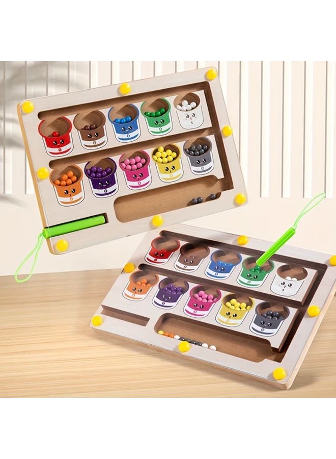 تصنيف الألوان متاهة أرقام خشبية ولون لوحة عد الألغاز مهارات حركية دقيقة لعبة - Image 1